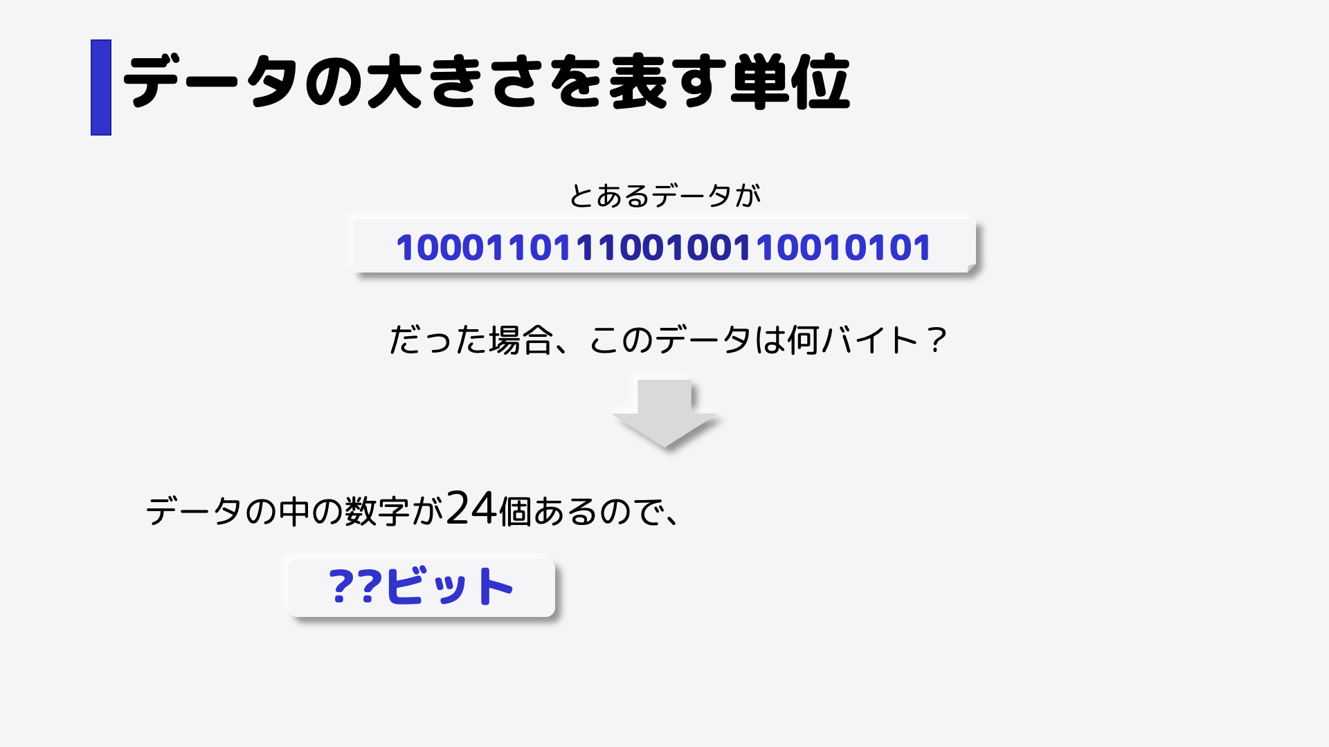 まず、ビットで出してみましょう。データの数字が24個なので、